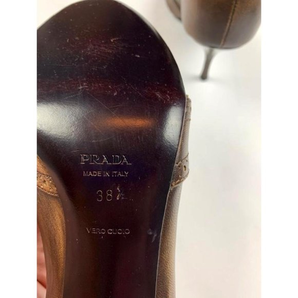 Vintage Prada Leather Peep Toe Heels 38.5 - Picture 10 of 11